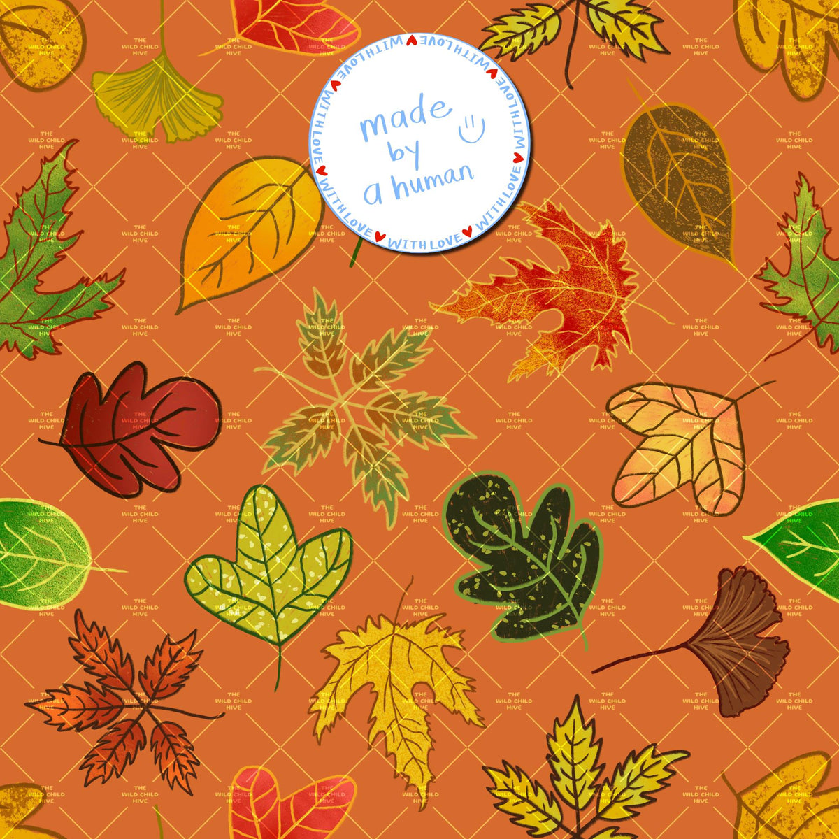 Six Fall Seamless Patterns Bundle,  Autumn Leaves Fabric Sublimation, Commercial Use, Hand-Drawn Digital Paper