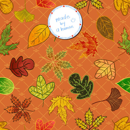 Six Fall Seamless Patterns Bundle,  Autumn Leaves Fabric Sublimation, Commercial Use, Hand-Drawn Digital Paper