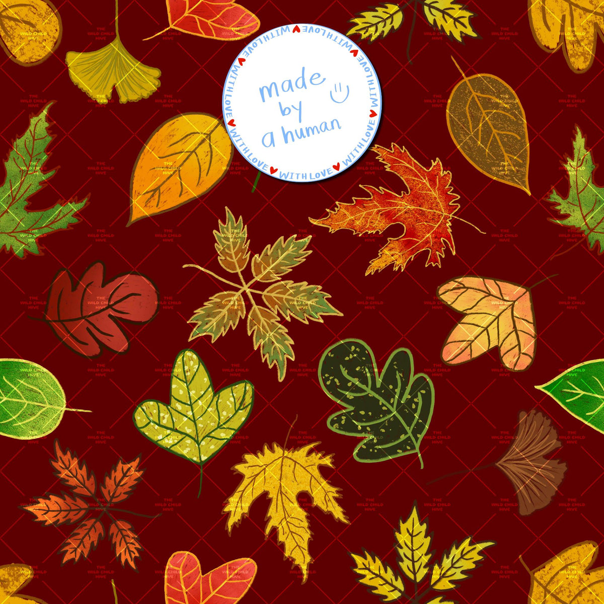 Six Fall Seamless Patterns Bundle,  Autumn Leaves Fabric Sublimation, Commercial Use, Hand-Drawn Digital Paper