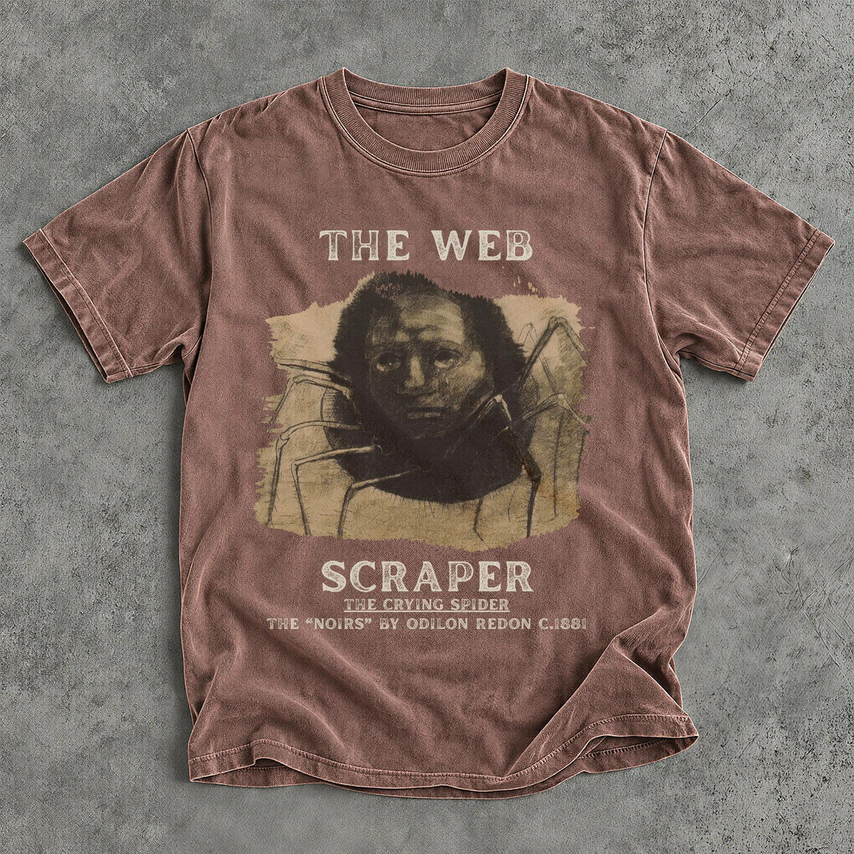 T-shirt with &amp;quot;The Web Scraper The Crying Spider&amp;quot; art by Odilon Redon.