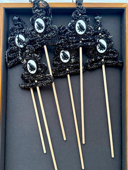 Gothic Crow Tree Ornament with Obsidian Star