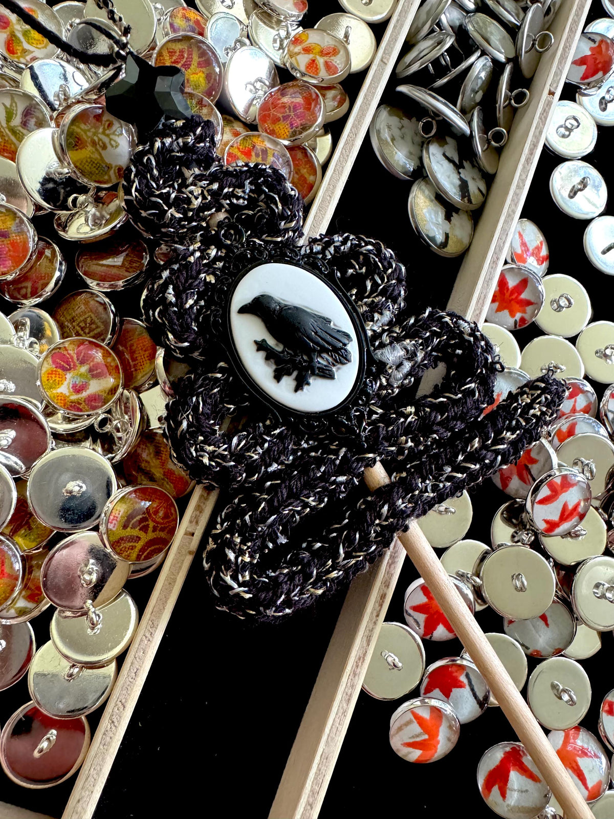 Gothic Crow Tree Ornament with Obsidian Star