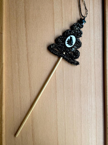Gothic Crow Tree Ornament with Obsidian Star