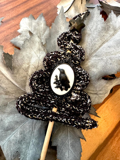 Gothic Crow Tree Ornament with Obsidian Star