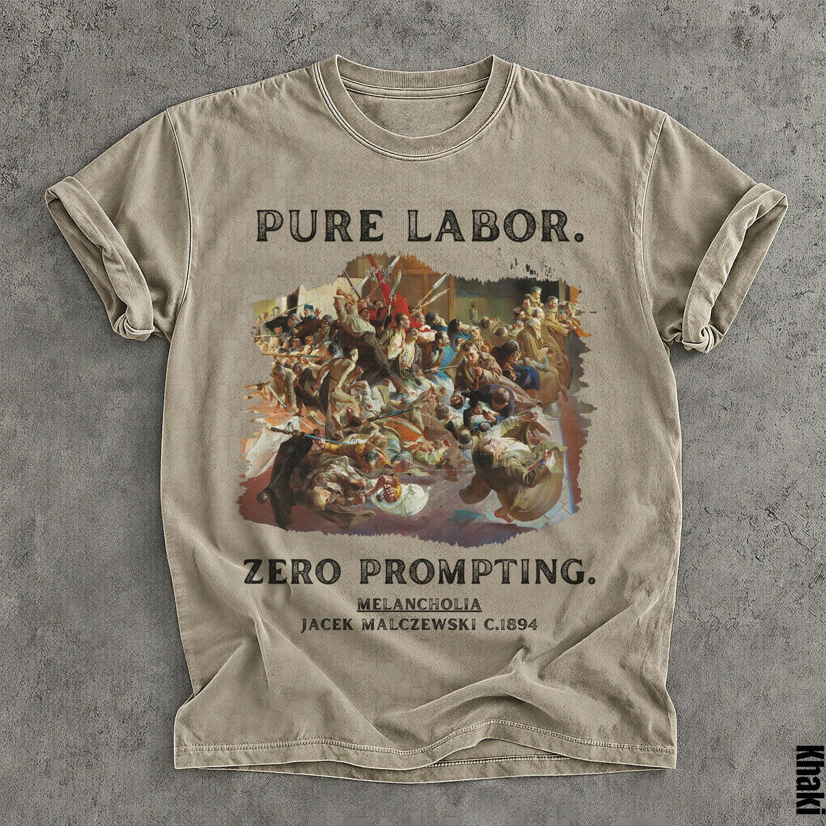 T-shirt with &amp;quot;PURE LABOR. ZERO PROMPTING.&amp;quot; text and Jacek Malczewski&amp;