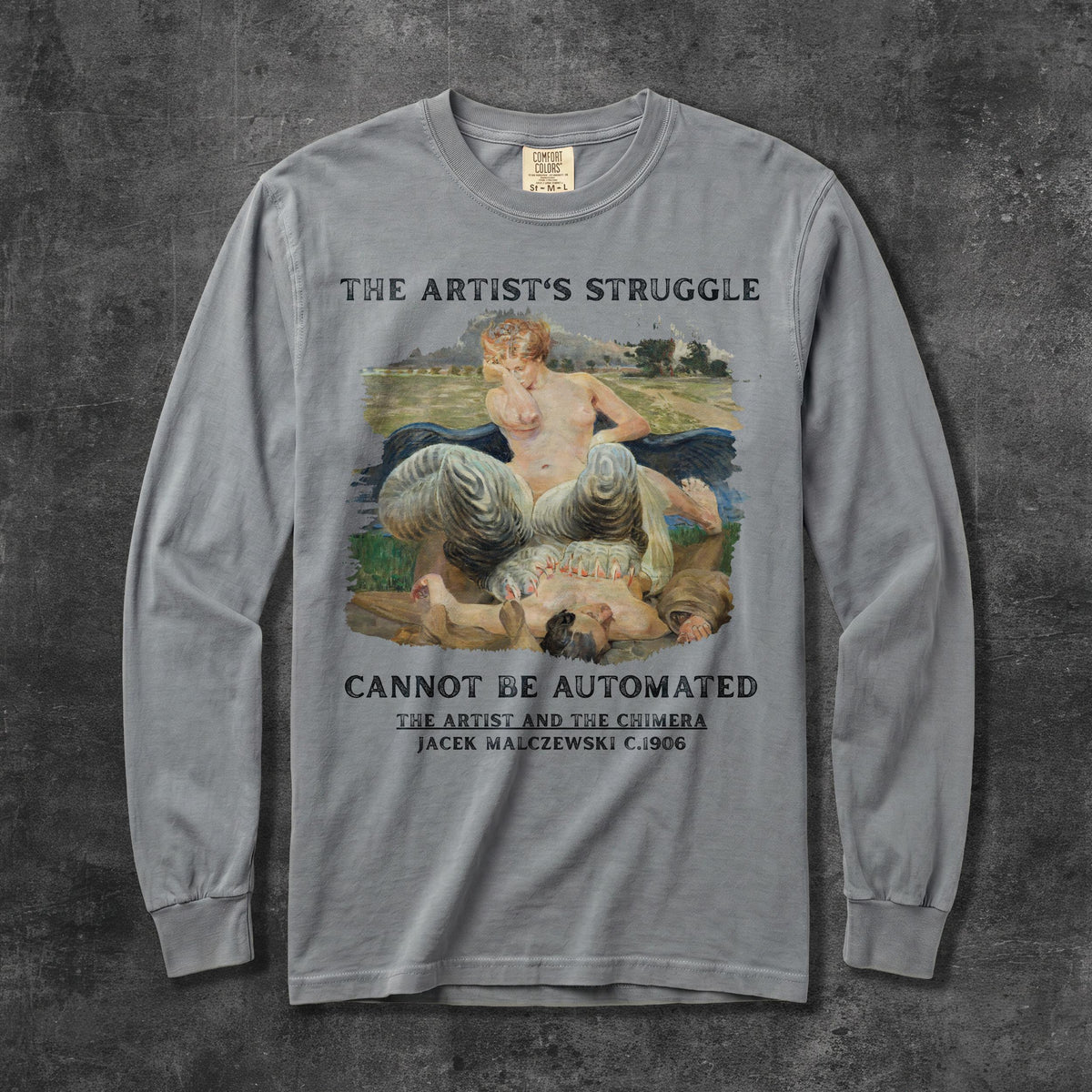 Long sleeve grey t-shirt with &amp;quot;The Artist&amp;