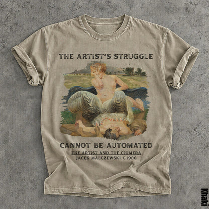 T-shirt with painting of woman and creature, text &amp;quot;The Artist&amp;