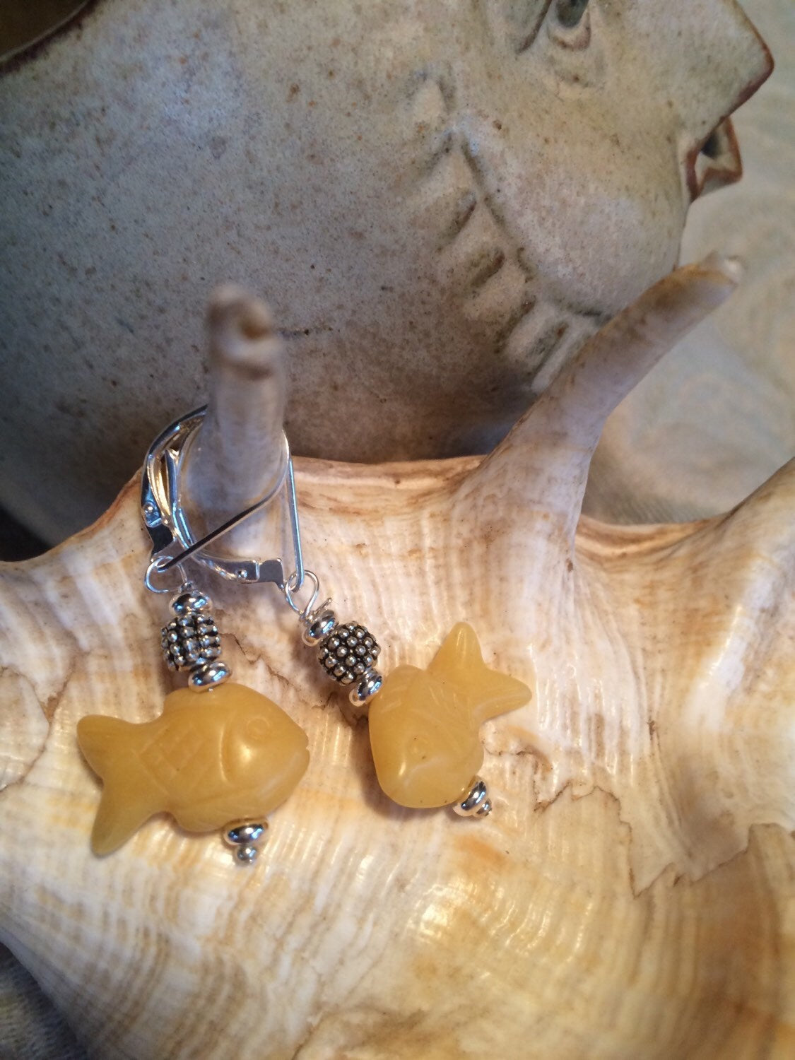 Colorful Fish Earrings - Unique jewelry for ocean lovers, perfect gift for SCUBA divers and aquarium keepers, made of carved stones in various colors.
