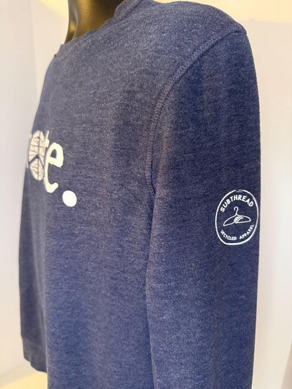 Upcycled Gender Neutral Blue Crewneck Sweatshirt | VOTE -  diversity, equality, love, kindness | Size M