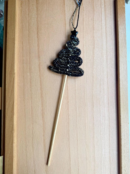 Gothic Crow Tree Ornament with Obsidian Star