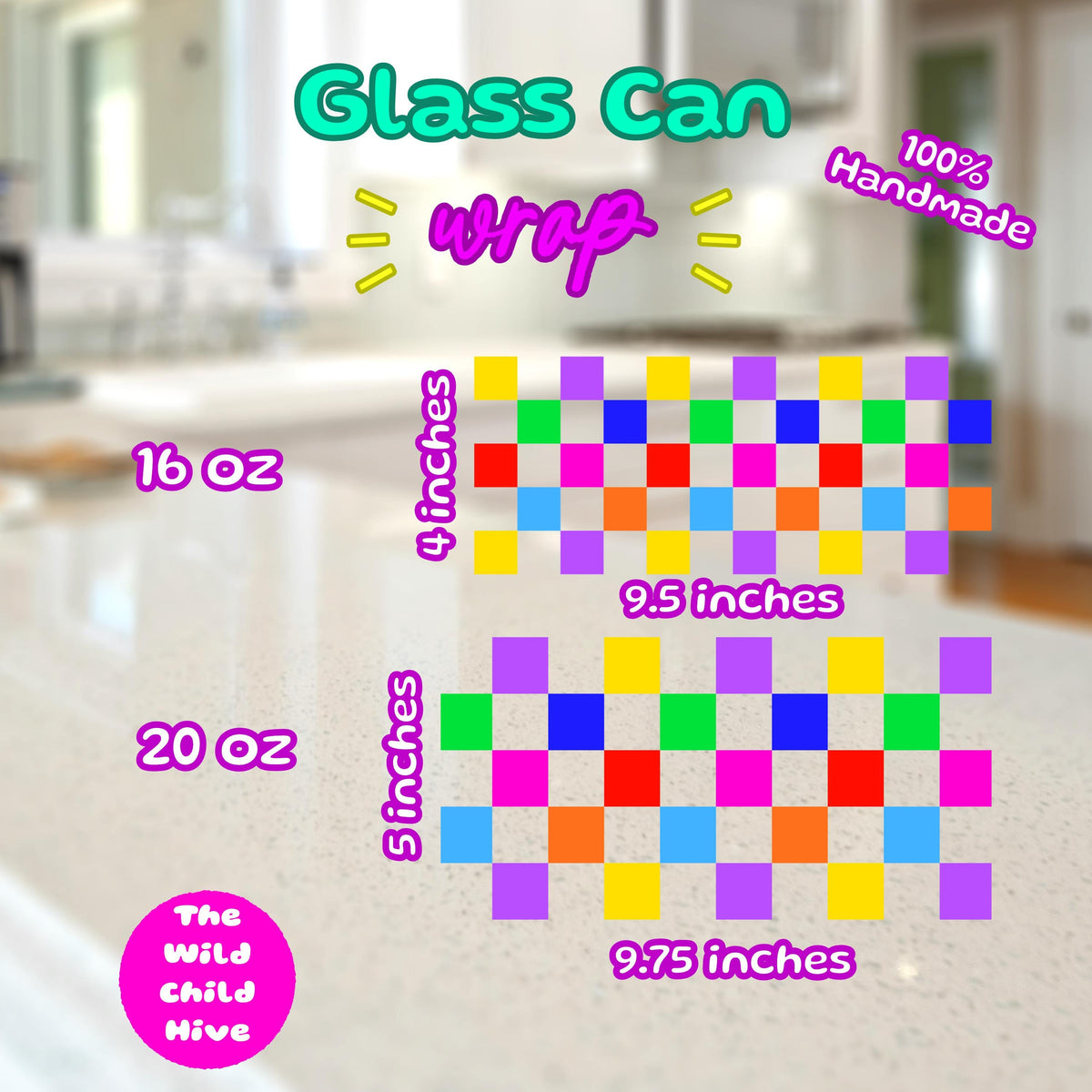 Rainbow Checkerboard Libbey Glass Can Wrap (16oz, 20oz) – UV DTF, Sublimation (Digital Download) Coffee Lover Vinyl Transparent PNG