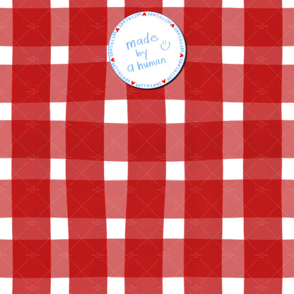 Ditzy Festive Gingham Seamless Pattern Xmas Holiday Fabric Sublimation Christmas Seasonal Commercial Use Hand-Drawn Digital Paper