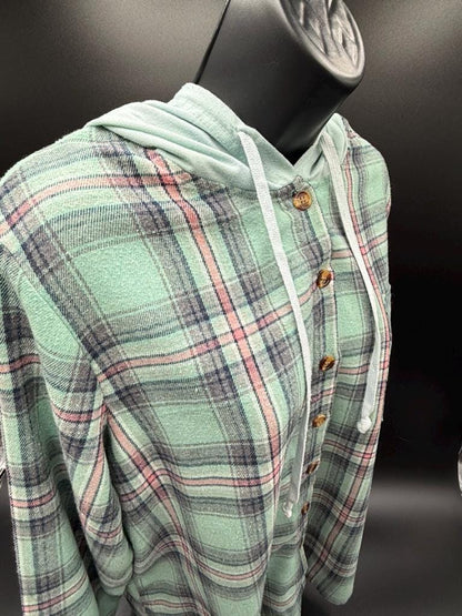Upcycled Gender-Neutral Button Up Lightweight Flannel Shirt | We the People Means Everyone | LGBTQ+  pride | Size L