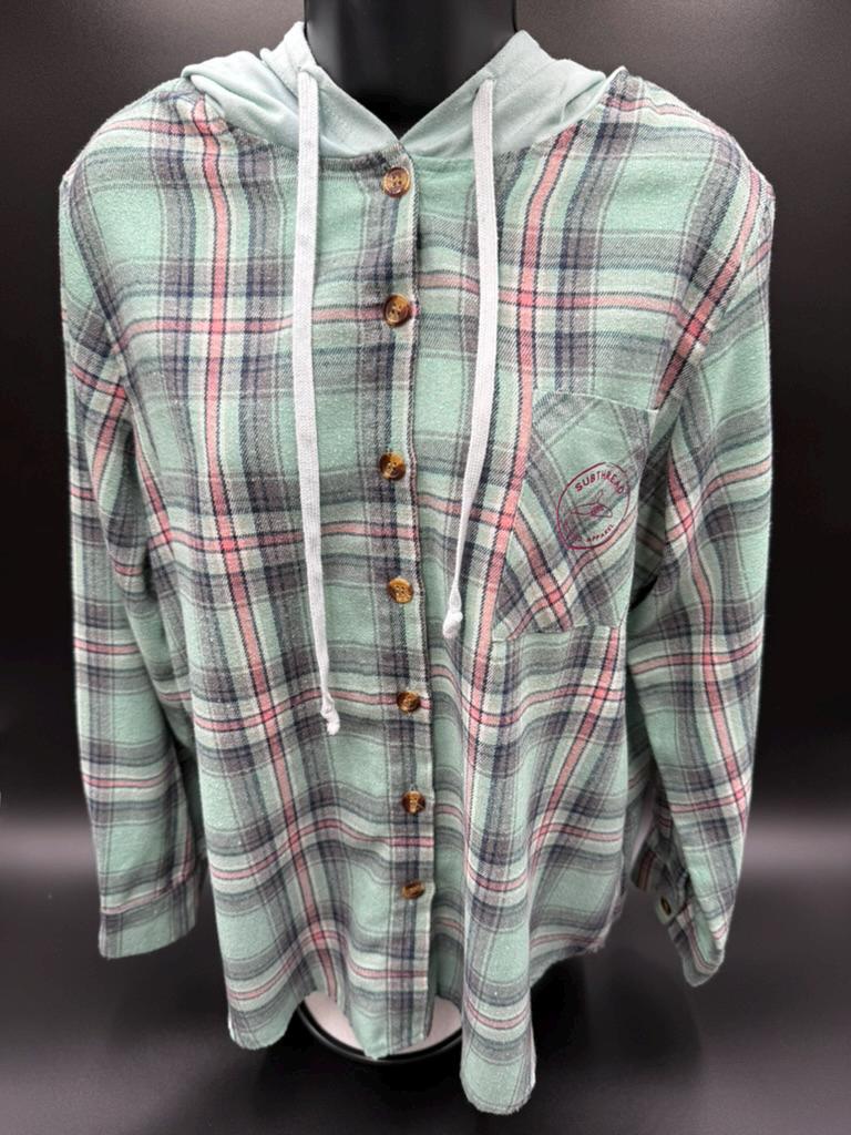 Upcycled Gender-Neutral Button Up Lightweight Flannel Shirt | We the People Means Everyone | LGBTQ+  pride | Size L