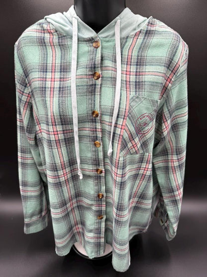 Upcycled Gender-Neutral Button Up Lightweight Flannel Shirt | We the People Means Everyone | LGBTQ+  pride | Size L
