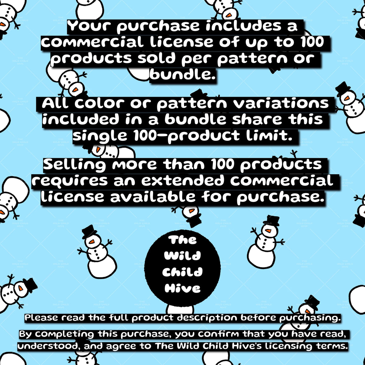 Snowmen Seamless Pattern Xmas Holiday Fabric Sublimation Minimalist Seasonal Commercial Use Hand-Drawn Digital Paper