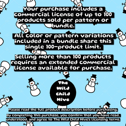 Snowmen Seamless Pattern Xmas Holiday Fabric Sublimation Minimalist Seasonal Commercial Use Hand-Drawn Digital Paper