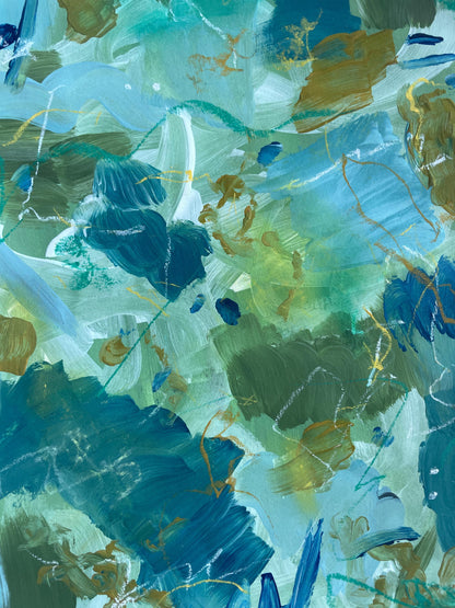 Teal Abstract Matte Poster, Handmade Abstract Art, Green and Blue Art, Scanned from Hand-Painted Acrylic, Neutral Colors, Earthy Tones