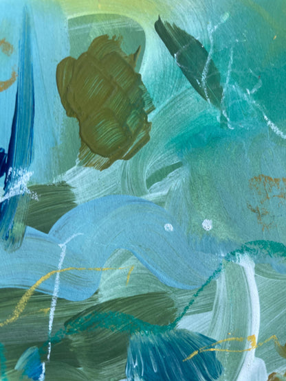 Teal Abstract Matte Poster, Handmade Abstract Art, Green and Blue Art, Scanned from Hand-Painted Acrylic, Neutral Colors, Earthy Tones