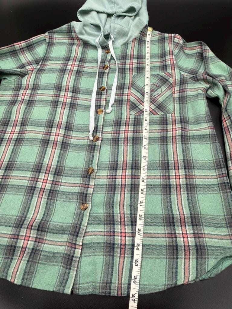 Upcycled Gender-Neutral Button Up Lightweight Flannel Shirt | We the People Means Everyone | LGBTQ+  pride | Size L