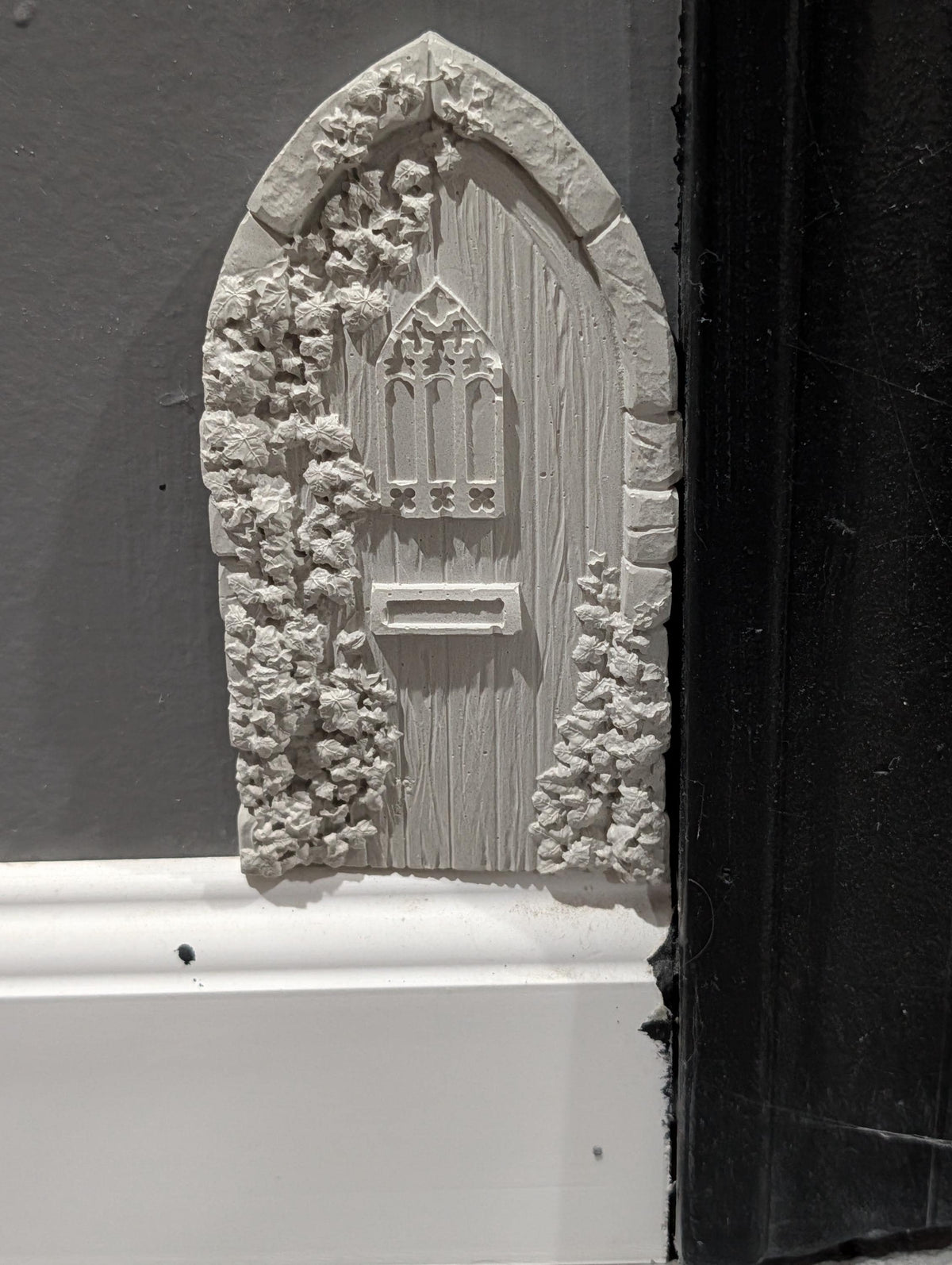 Concrete Fairy House Door, Paint Your Own Baseboard Elf Door, Gothic &amp; Brick Arch Miniature Garden Decor, Whimsical DIY Craft Blanks