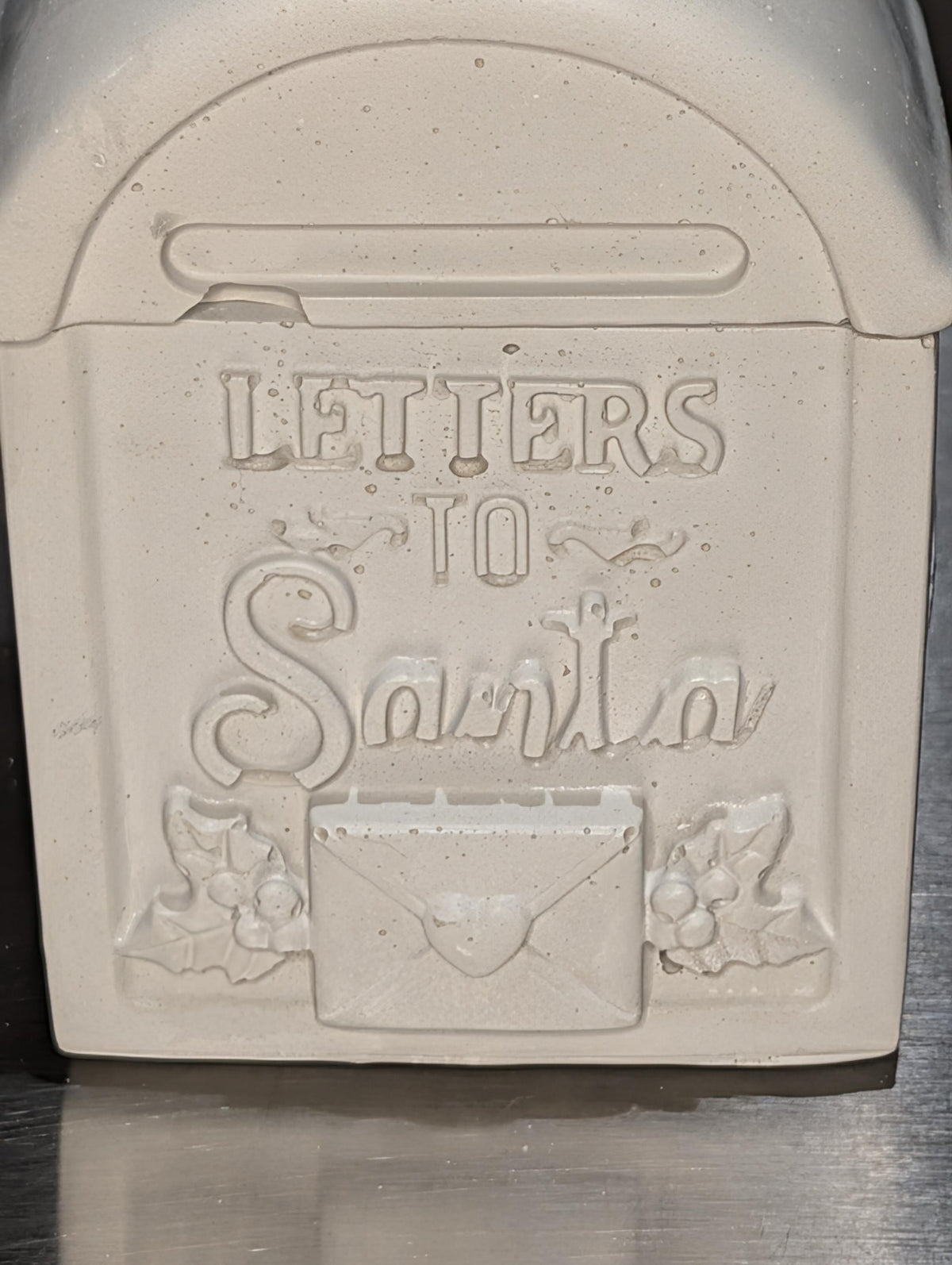 Concrete Letters to Santa Mailbox Jar with Lid, Christmas Candle Vessel, Holiday Treat Box &amp; Trinket Dish, Paint Your Own Xmas Decor