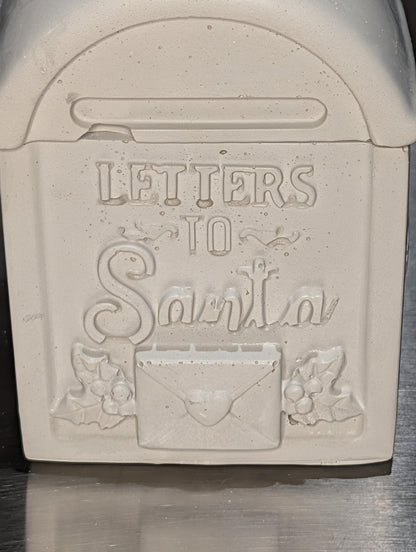 Concrete Letters to Santa Mailbox Jar with Lid, Christmas Candle Vessel, Holiday Treat Box &amp; Trinket Dish, Paint Your Own Xmas Decor
