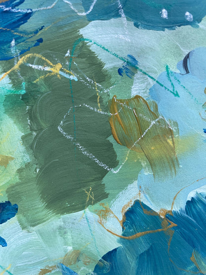 Teal Abstract Matte Poster, Handmade Abstract Art, Green and Blue Art, Scanned from Hand-Painted Acrylic, Neutral Colors, Earthy Tones