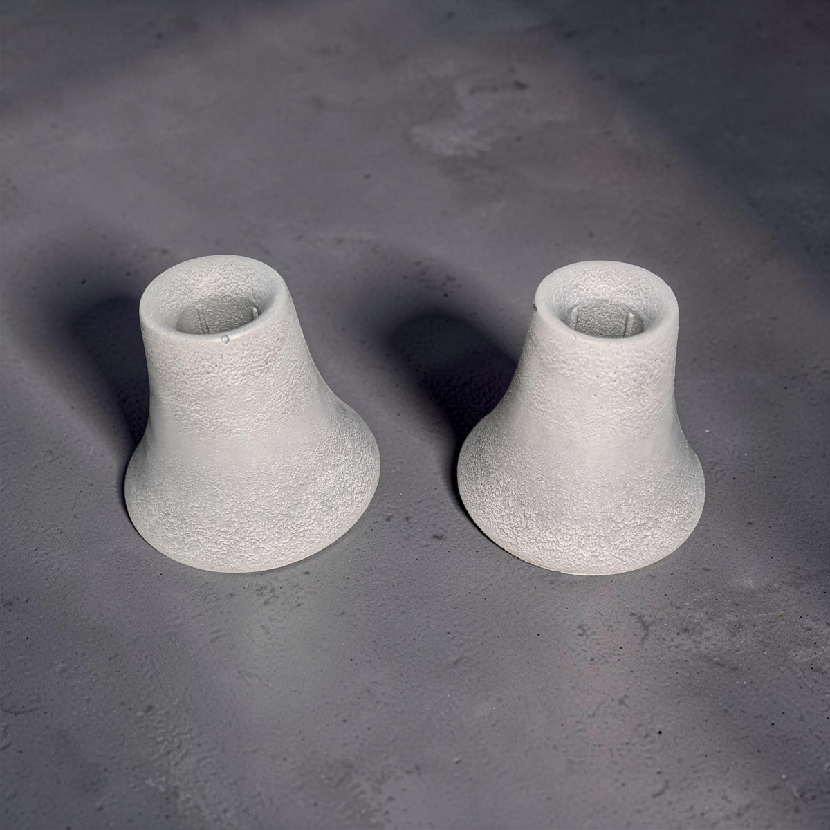 Modern Concrete Pillar Candle Holder in Gray or Marble, Flared Bell Candlestick Stand, Minimalist Industrial Coffee Table &amp; Mantel Decor