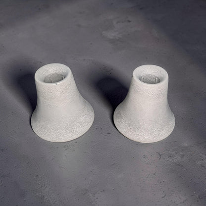 Modern Concrete Pillar Candle Holder in Gray or Marble, Flared Bell Candlestick Stand, Minimalist Industrial Coffee Table &amp; Mantel Decor