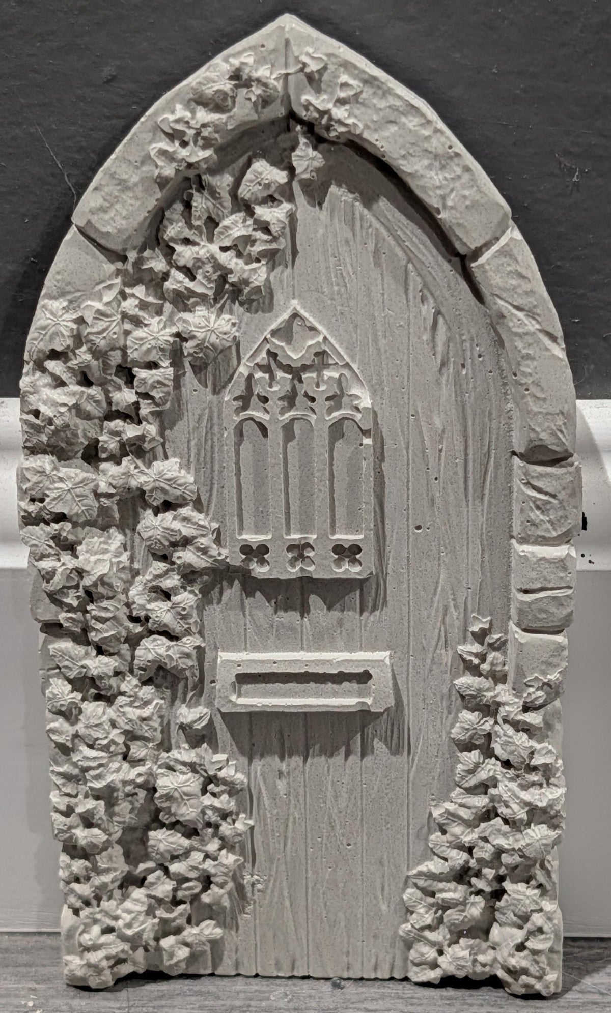 Concrete Fairy House Door, Paint Your Own Baseboard Elf Door, Gothic &amp; Brick Arch Miniature Garden Decor, Whimsical DIY Craft Blanks