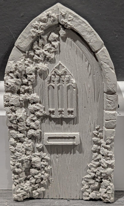 Concrete Fairy House Door, Paint Your Own Baseboard Elf Door, Gothic &amp; Brick Arch Miniature Garden Decor, Whimsical DIY Craft Blanks