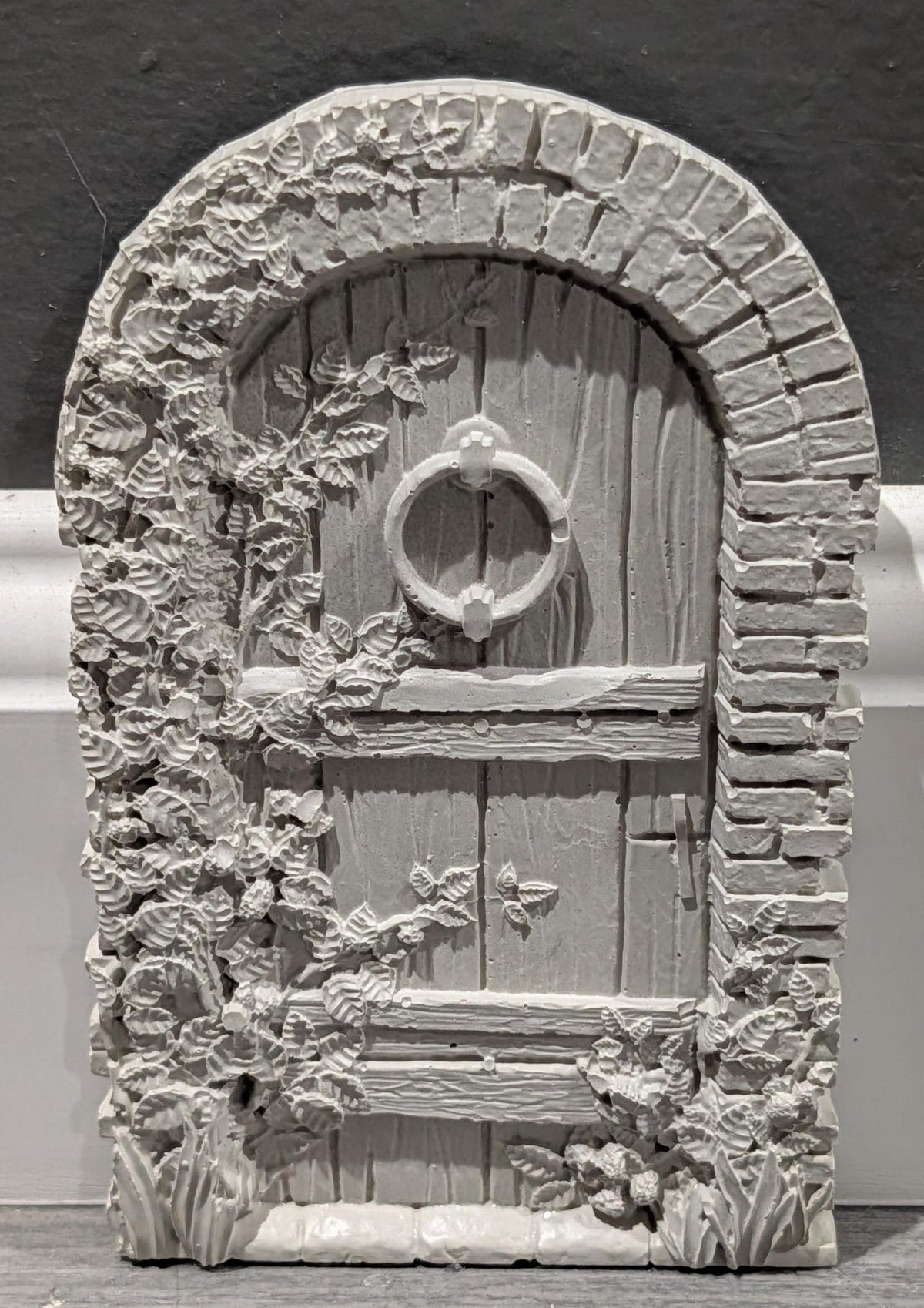 Concrete Fairy House Door, Paint Your Own Baseboard Elf Door, Gothic &amp; Brick Arch Miniature Garden Decor, Whimsical DIY Craft Blanks