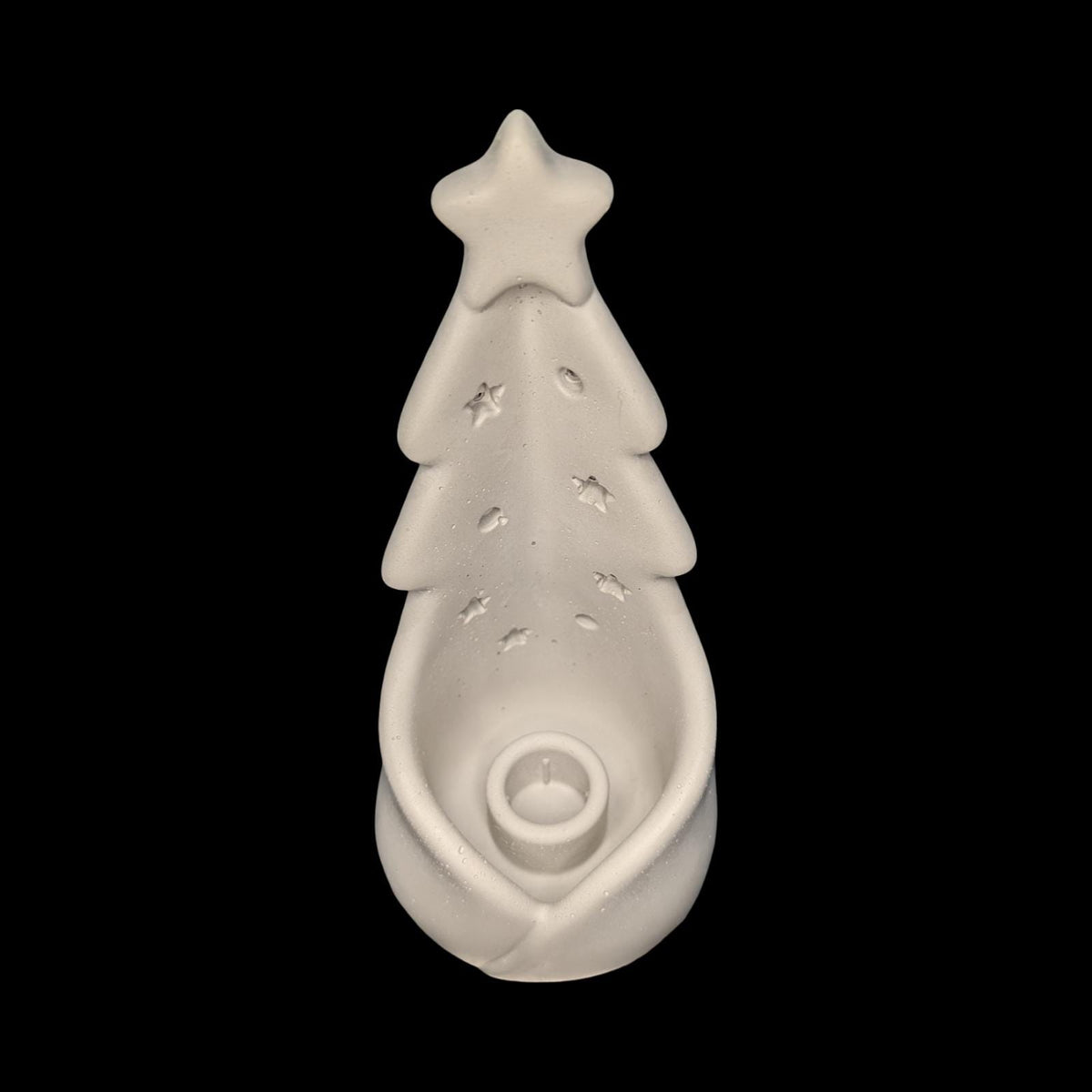 Concrete Christmas Tree Candlestick Holder, Modern Sculptural Holiday Mantel Decor, Minimalist Stardust Taper &amp; Small Pillar Stand