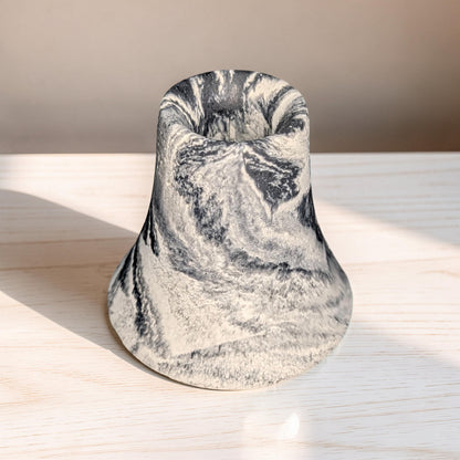 Modern Concrete Pillar Candle Holder in Gray or Marble, Flared Bell Candlestick Stand, Minimalist Industrial Coffee Table &amp; Mantel Decor