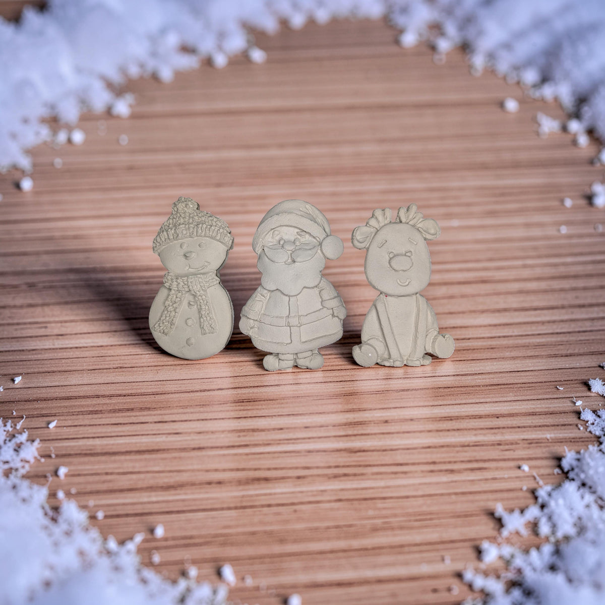 Concrete Christmas Magnets Set of 3, Paint Your Own Santa Snowman Reindeer Fridge Decor, DIY Holiday Craft Activity, Stocking Stuffer Gift