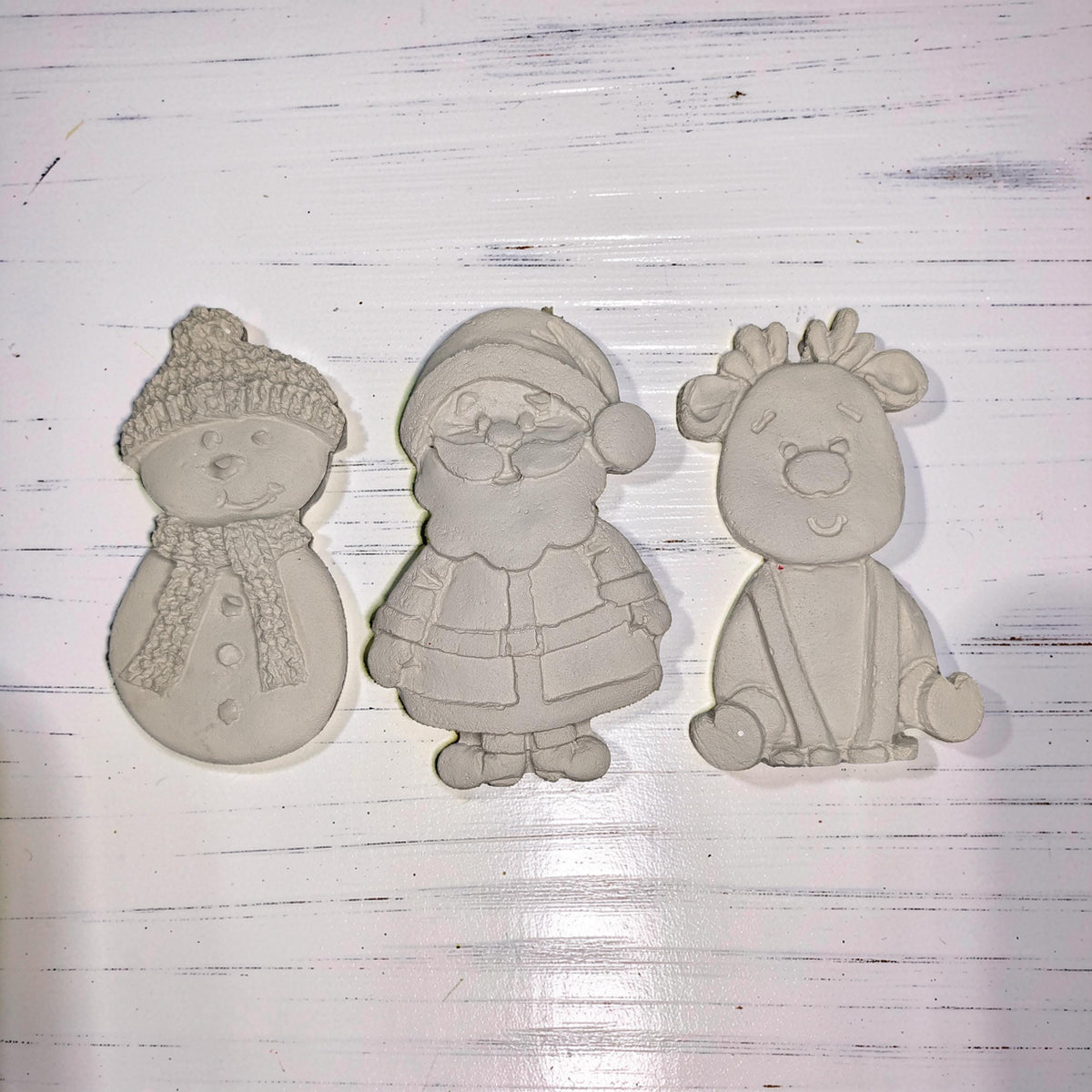 Concrete Christmas Magnets Set of 3, Paint Your Own Santa Snowman Reindeer Fridge Decor, DIY Holiday Craft Activity, Stocking Stuffer Gift