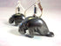 Manatee Earrings - Animal Earring, Artisan Jewelry featuring carved hematite black stone with lever-back design for dangle effect.