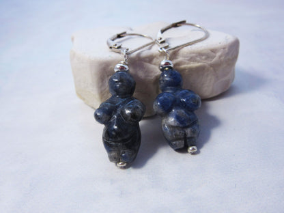 Goddess earrings- Venus of Willendorf, showcasing carved stone design and power stone jewelry, a perfect zen gift for her.