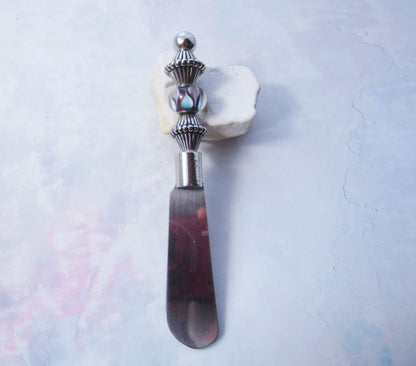 Dip Spreader Knife with Glass Beads Handle, perfect for cheese serving and modern wedding events.