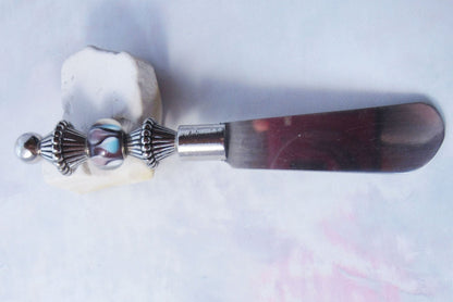 Handcrafted Dip Spreader Knife with intricate glass bead design, ideal gift for hostess and stylish cutlery decor.