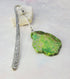 Decorative Green Impression Jasper Metal Bookmark, featuring a beautifully carved silver spine and a green jasper stone, perfect book gift for readers.