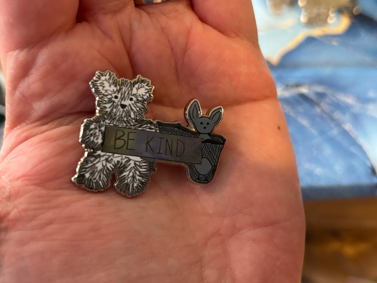 Be Kind bear and bat pin