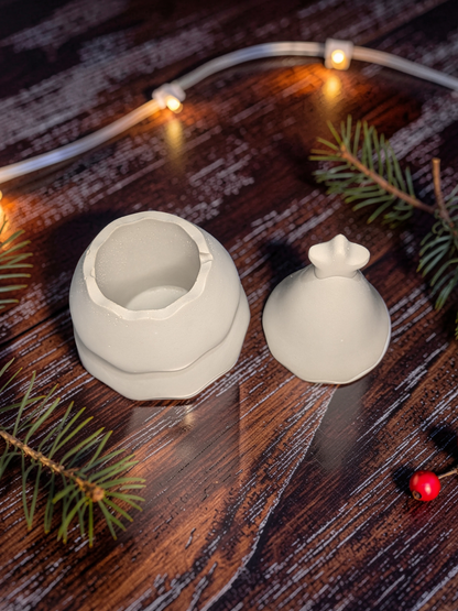 Handmade Concrete Christmas Tree Jar with Star Lid | 3oz Holiday Candle Vessel, Festive Trinket Dish &amp; Modern Winter Decor