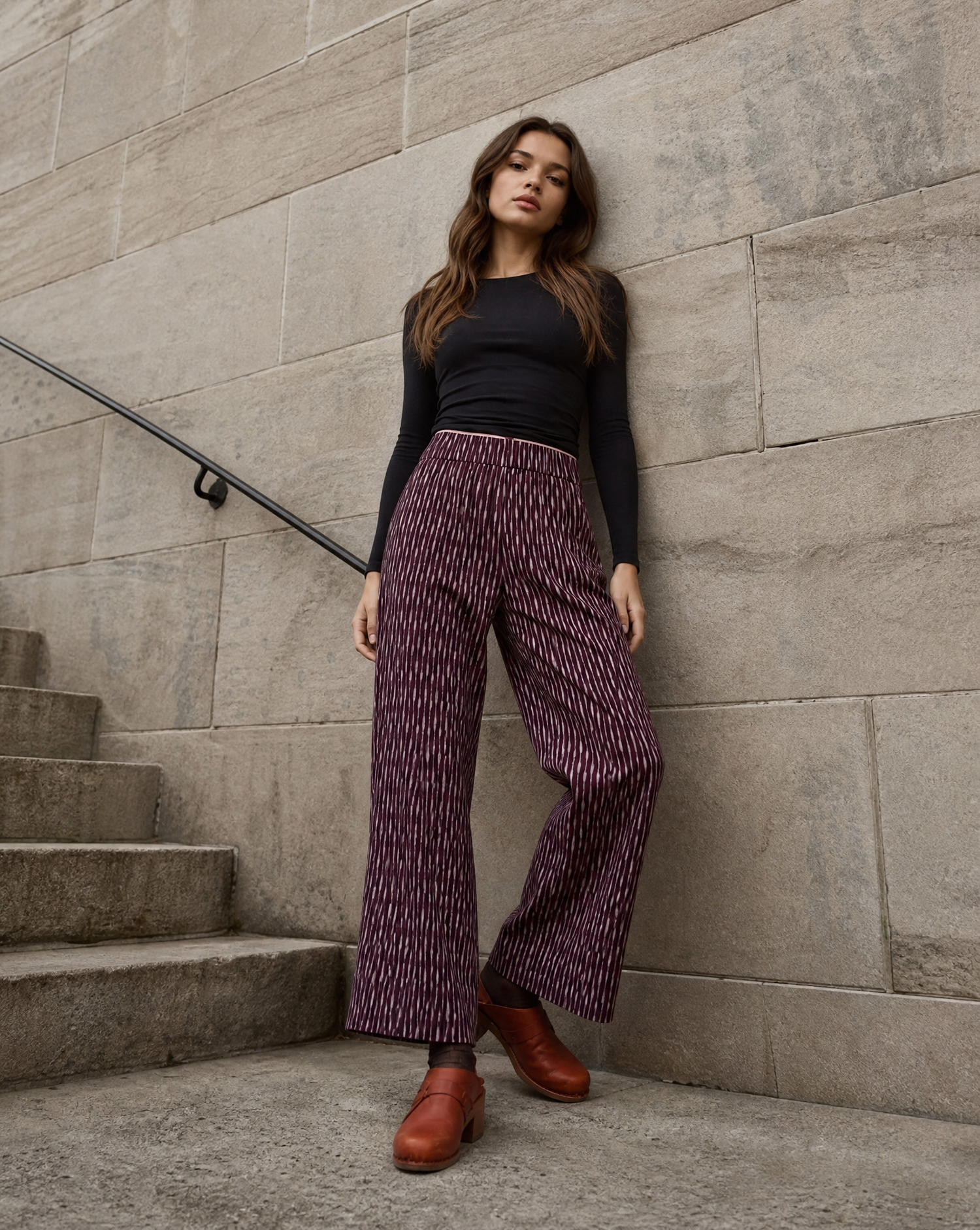 The Rosie Ikat Pants in Plum