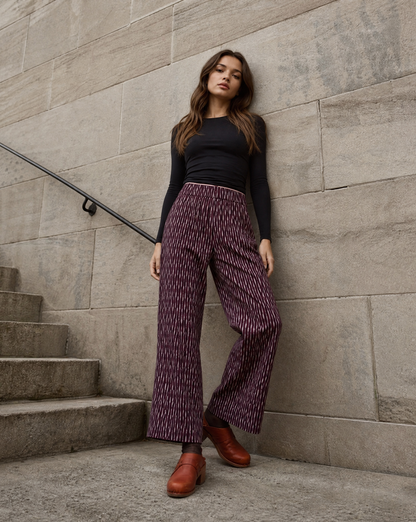 The Rosie Ikat Pants in Plum