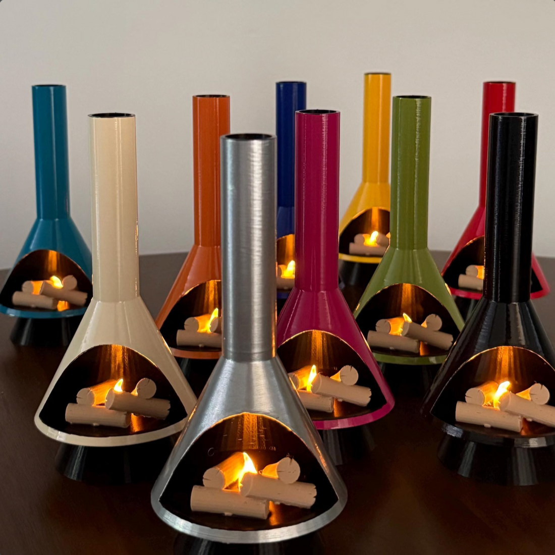 Miniature Mid-Century Modern-style LED Fireplace (1:12 scale)