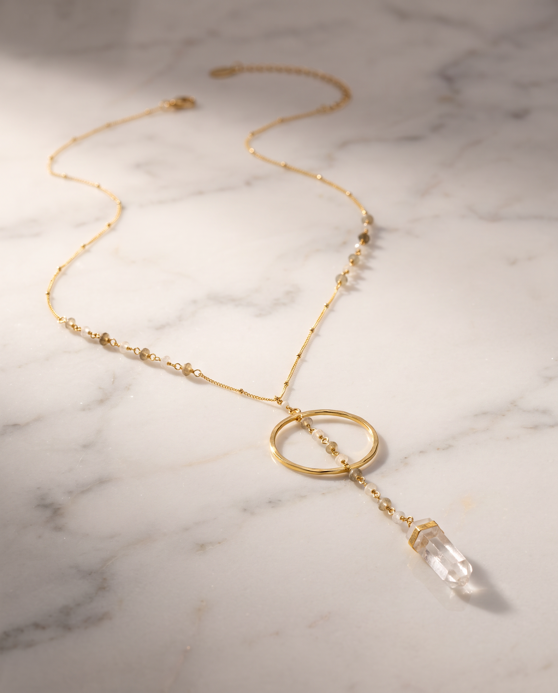 Crystal Halo Y Necklace — SLATE + SALT