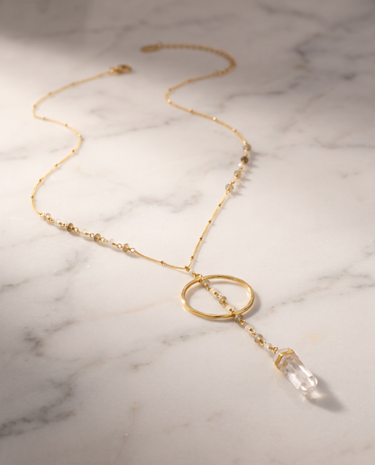 Crystal Halo Y Necklace — SLATE + SALT