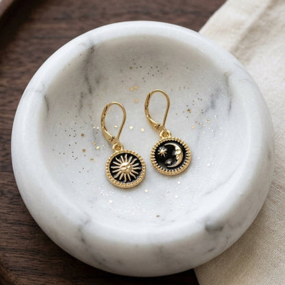 Gold Filled Celestial Moon and Sun Earrings